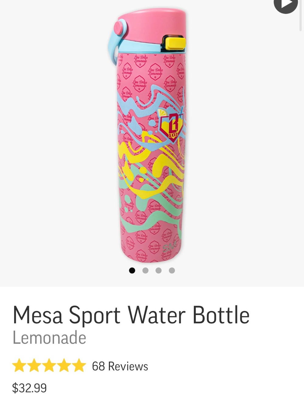 NWT Mesa Sport Insulated Water Bottle - Lemonade Pink